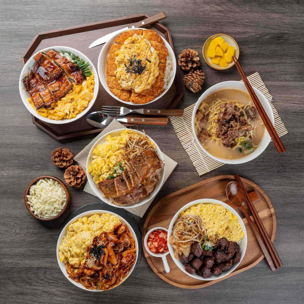BIGBAB donburi rice bowls and side dishes